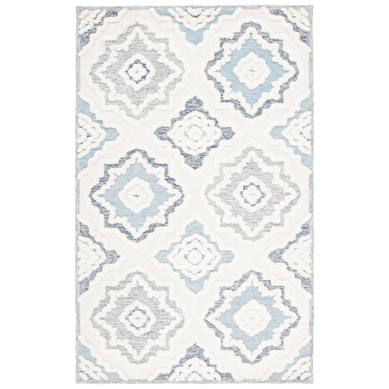Altrincham Hand Tufted Wool And Cotton With Latex Geometric Rug, Rectangle 8' x 10'