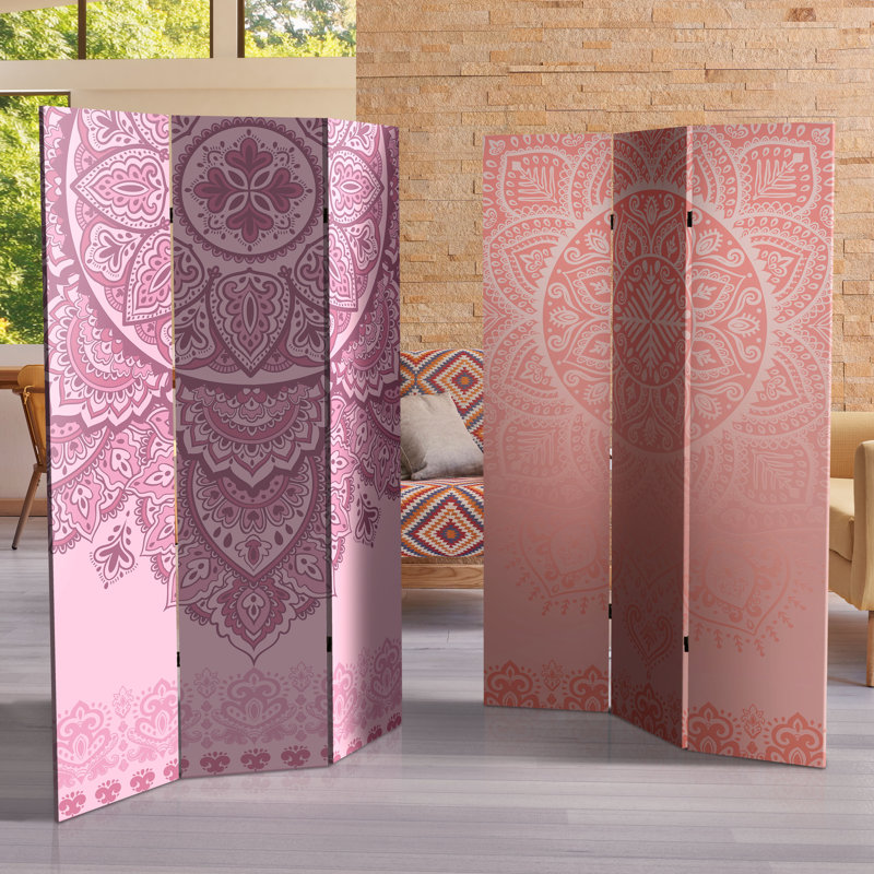 47.25'' 3 - Panel Folding Room Divider, Pink