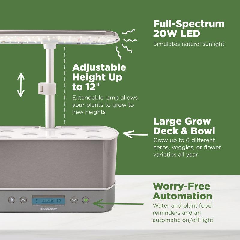 Acier inoxydable AeroGarden Harvest Elite