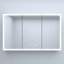 Pharmacie rectangulaire en aluminium argenté, 48 po X P 30 po H, encastré / en surface, avec miroir, lumière DEL et horloge | Idée de cadeau
