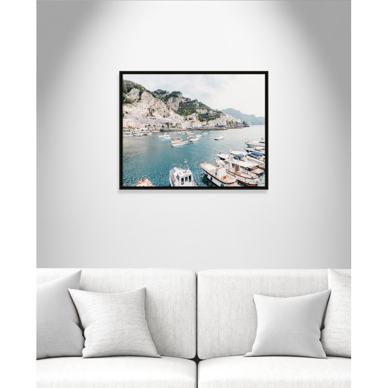 Imprimé Amalfi , L 29,5 po x H 23,5 po, Toile avec cadre, Flottant espresso