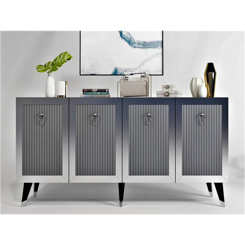 Olivia 40cm Console Table, Anthracite/Silver