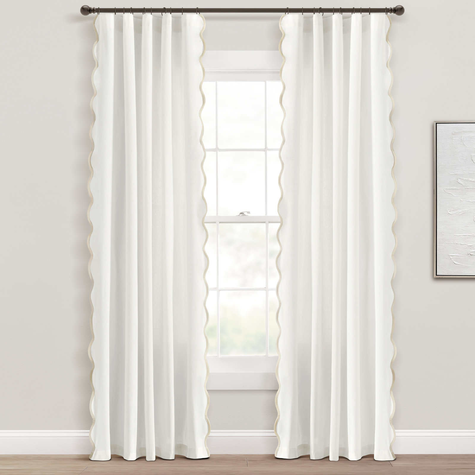 Yolonda Semi-Sheer Curtain Panel, Neutral/White, 52'' W x 84'' L
