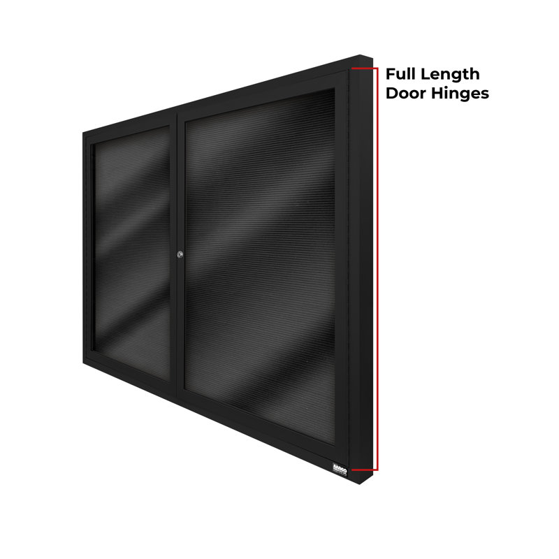 Tableau d'affichage mural fermé pour armoire d'annuaire, Noir thermolaqué, Deux, H 48 po x l 60 po