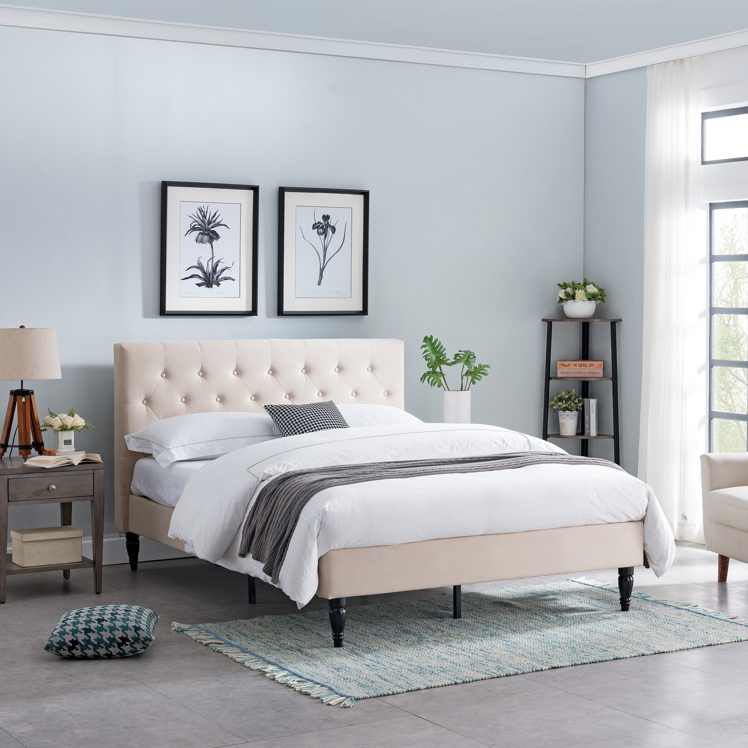 Alcott Hill® Cholet Queen Tufted Upholstered Low Profile Platform Bed ...