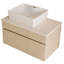 Meuble-lavabo 31,5 po avec lavabo vasque, plateau en bois massif, armoire de rangement murale en céramique