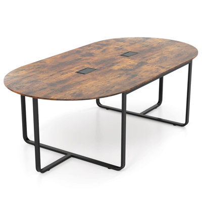 95" Conference Table For 10-12 People 2 Cable Management Grommets For Office Brown by 17 Stories
