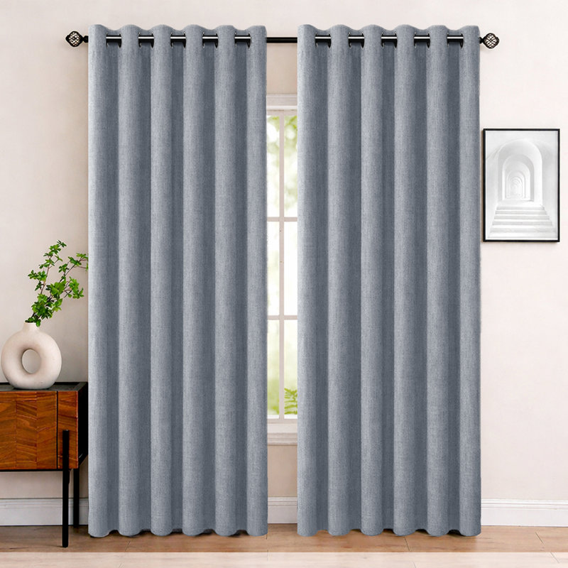 Aspire Homeware Linen 100% Blackout Curtain Pair for Hotel Style Bedroom Comfort, Grey, 168cm Width x 228cm Drop