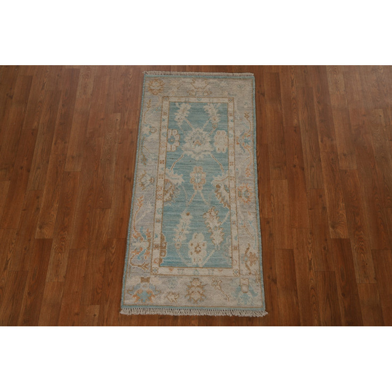 Tapis unique en laine bleu 1 pi 11 po x 4 pi 1 po New Age
