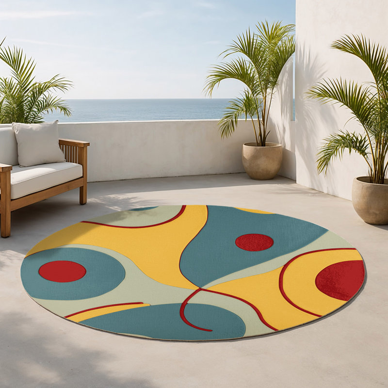 Tapis intérieur et extérieur Retro Loop, Rond 5 pi