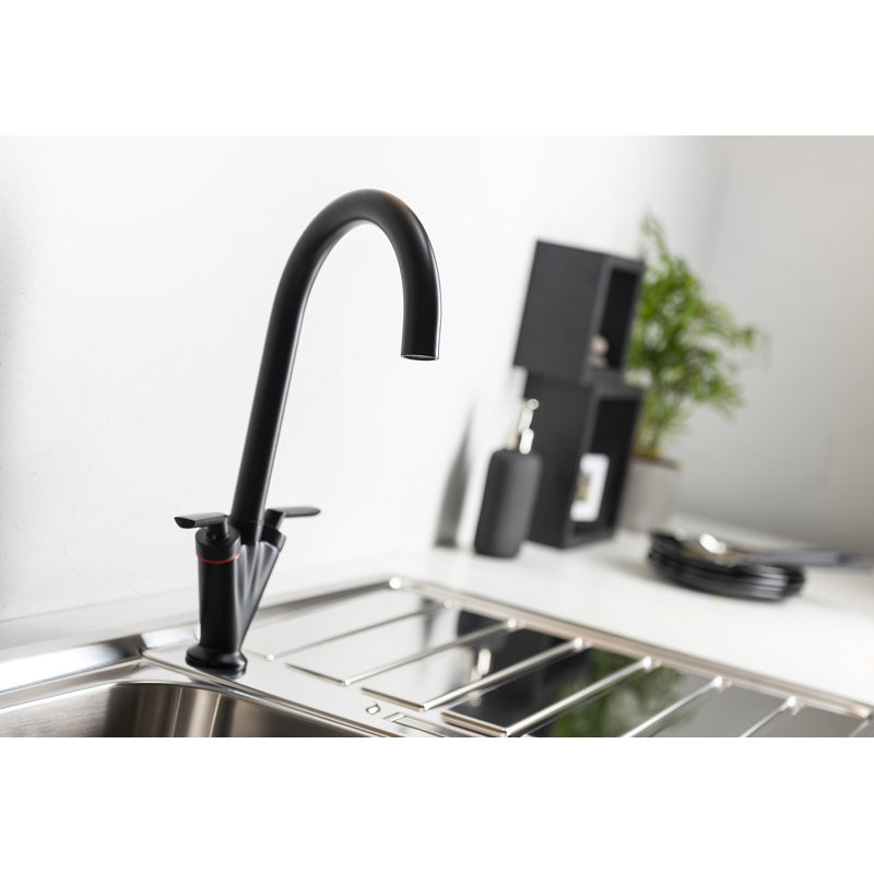 Abode Volo Dual Lever Mixertap, Matt Black