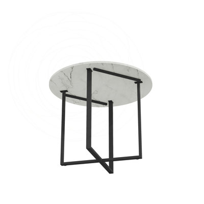 Round Dining Table Set with Faux Marble Tabletop