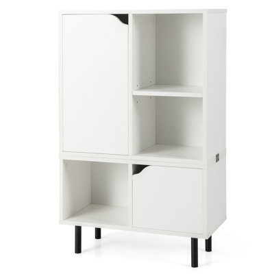Modern Stackable Bookcase with Adjustable Shelves, Open & Closed Storage Cubes, Sturdy Engineered Wood & Metal Construction for Living Room, Bedroom, Office, White