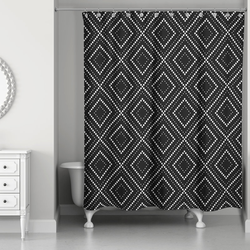 Rideau de douche simple à motif géométrique, Noir / blanc