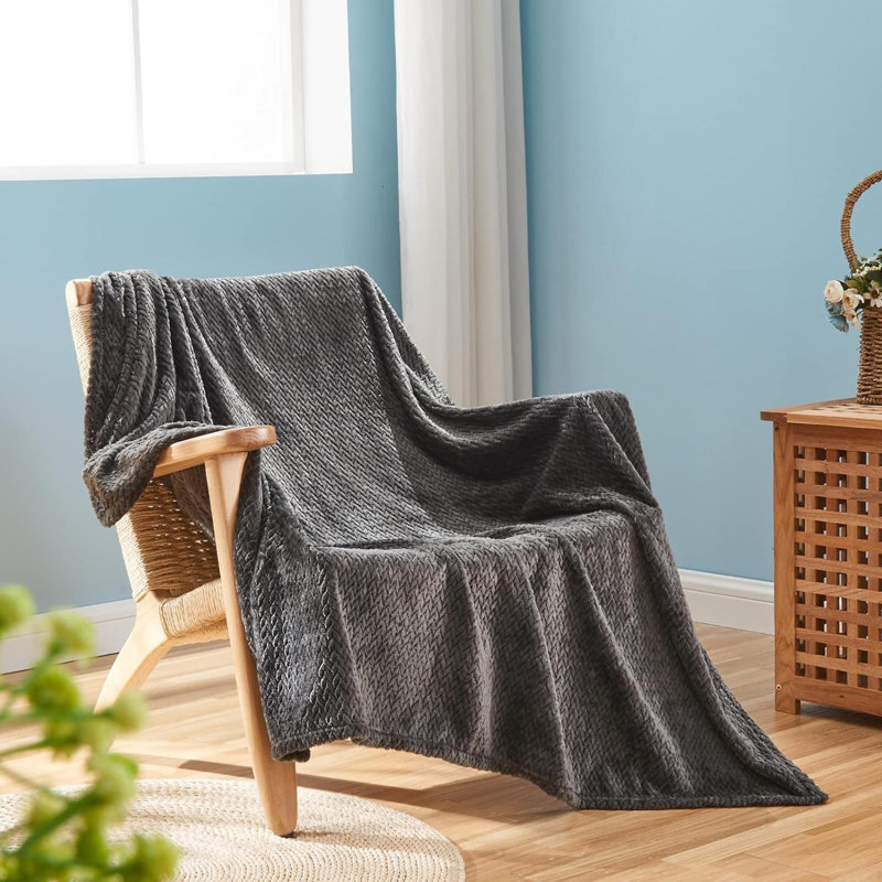 Knitted Throw Blanket, Grey