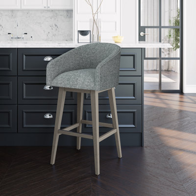 Dorreen Wood And Upholstered Barrel Back Adjustable Height Swivel Stool
