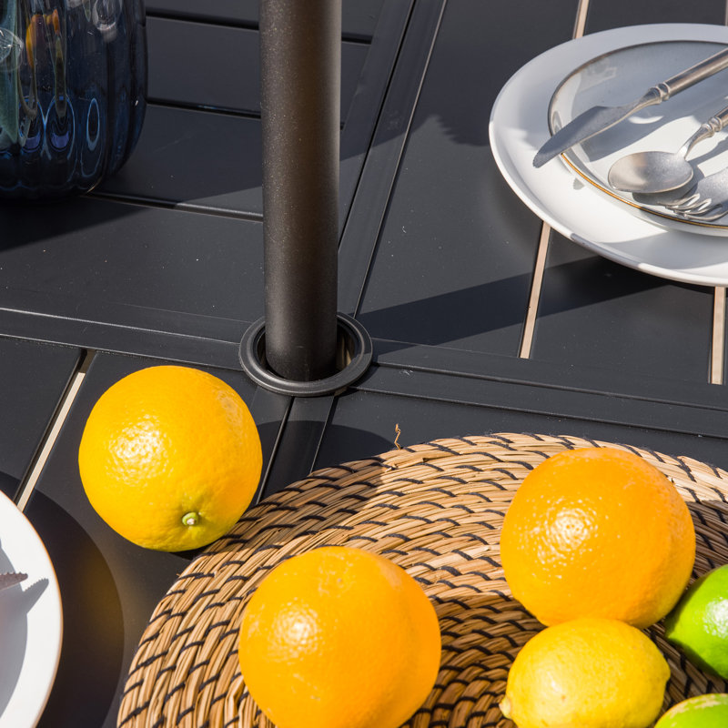  5 Pieces Outdoor Dining Set With 42" Round Patio Table & 4 PVC-coated polyester Fabric Chairs, Umbrella Hole Included, Ideal For Garden, Poolside, Patio
