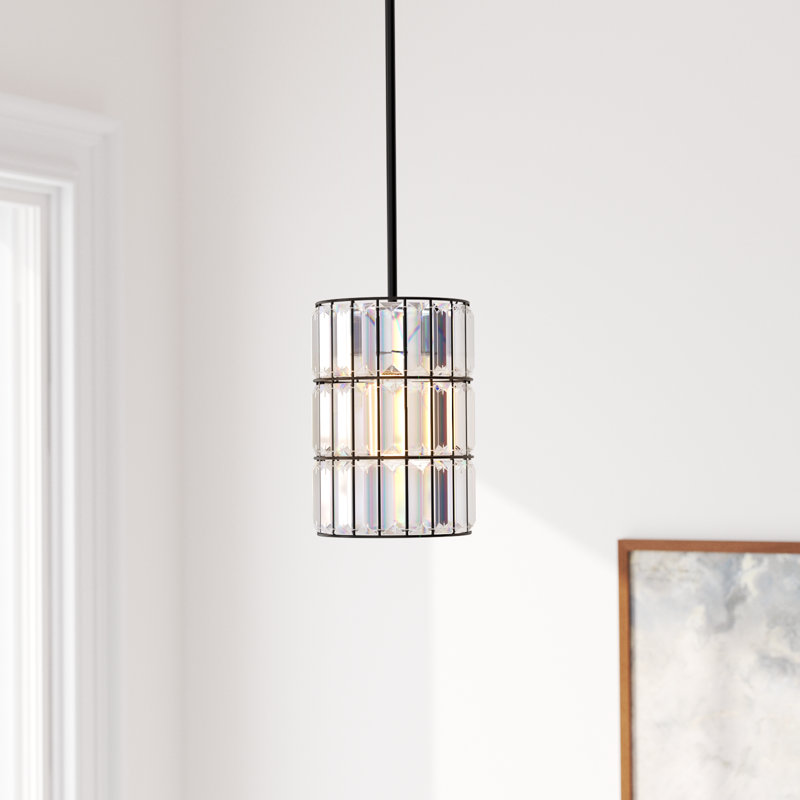Luminaire suspendu cylindrique à 1 lumière Kristina, Noir