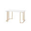 Bureau Estie avec fini blanc et or avec espace de travail spacieux, idéal pour le bureau à domicile et le design élégant.