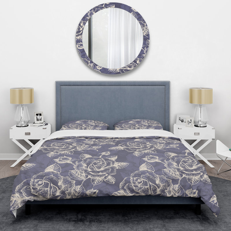 Mauve Floral - Ensemble de housse de couette floral - Polyester en microfibre