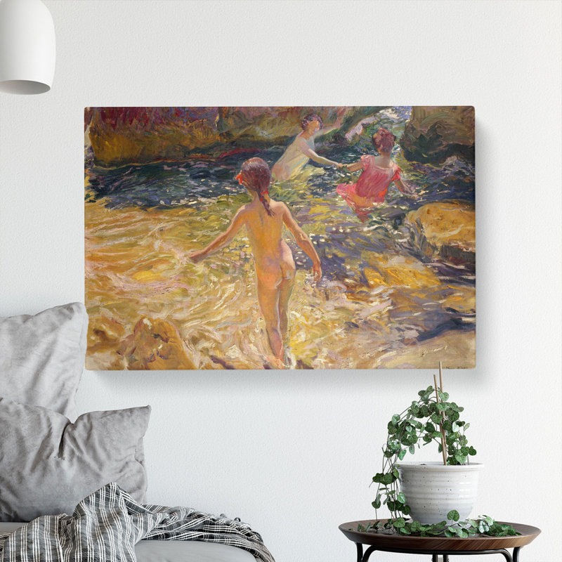 Swimming In The Sea by Joaquin Sorolla Y Bastida - Wrapped Canvas, 35cm H x 60cm W x 3cm D