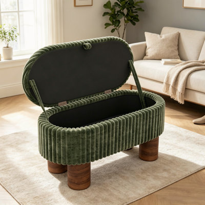 Pouf de rangement moderne en velours côtelé, banc rembourré pour chambre, entrée, salon et hall d'entrée
