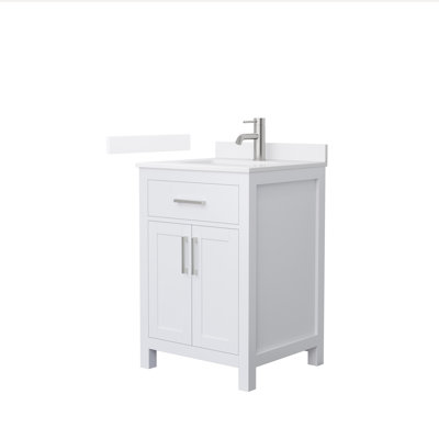 Meuble-lavabo simple autoportant 24 po avec plateau en quartz Beckett