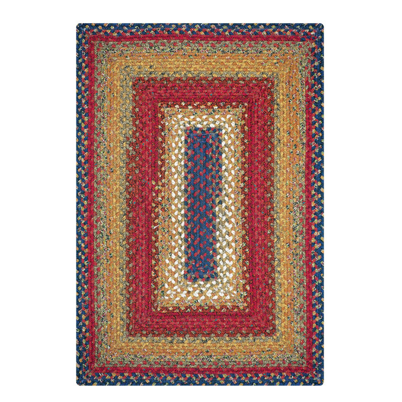Tapis rouge / brun en coton tressé à motif abstrait Izabella, Rectangle 8 pi x 10 pi