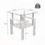 Ensemble 2 pièces table de thé moderne en verre trempé - transparent / carré blanc-624641985