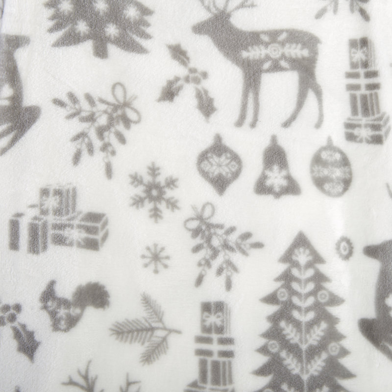Couverture en molleton ultra douce pour les fêtes, Double / Grand, Gris