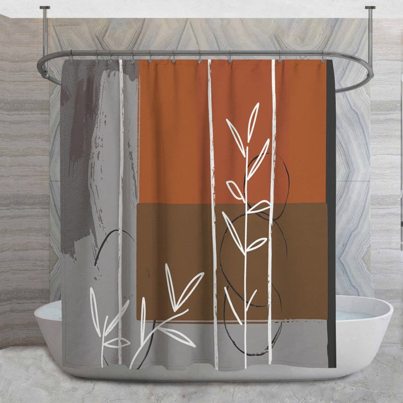 Rideau de douche à motif floral - motif de salle de bain 14111, H 73 po x l 70 po