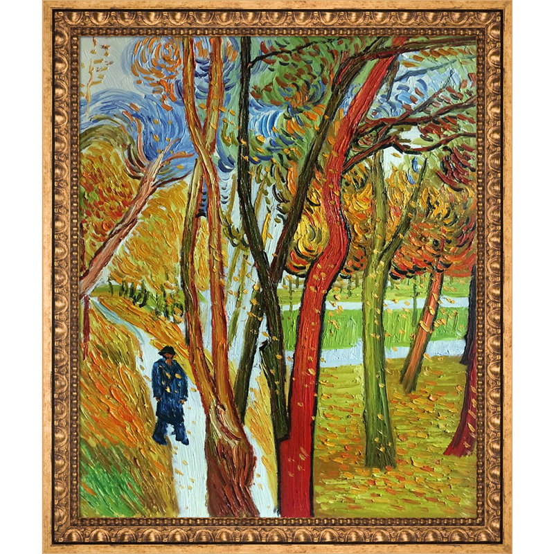 Reproduction d'art sur toile, "The Walk - Falling Leaves" par Vincent Van Gogh, Cadre antique Versailles