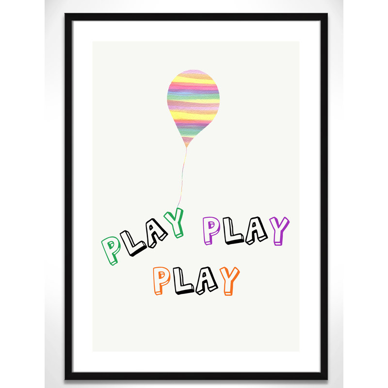 Play Play Play, impression sur papier, H 34,5 po x l 24,5 po x P 1,18 po, Encadré de boîte à grain de bois noir