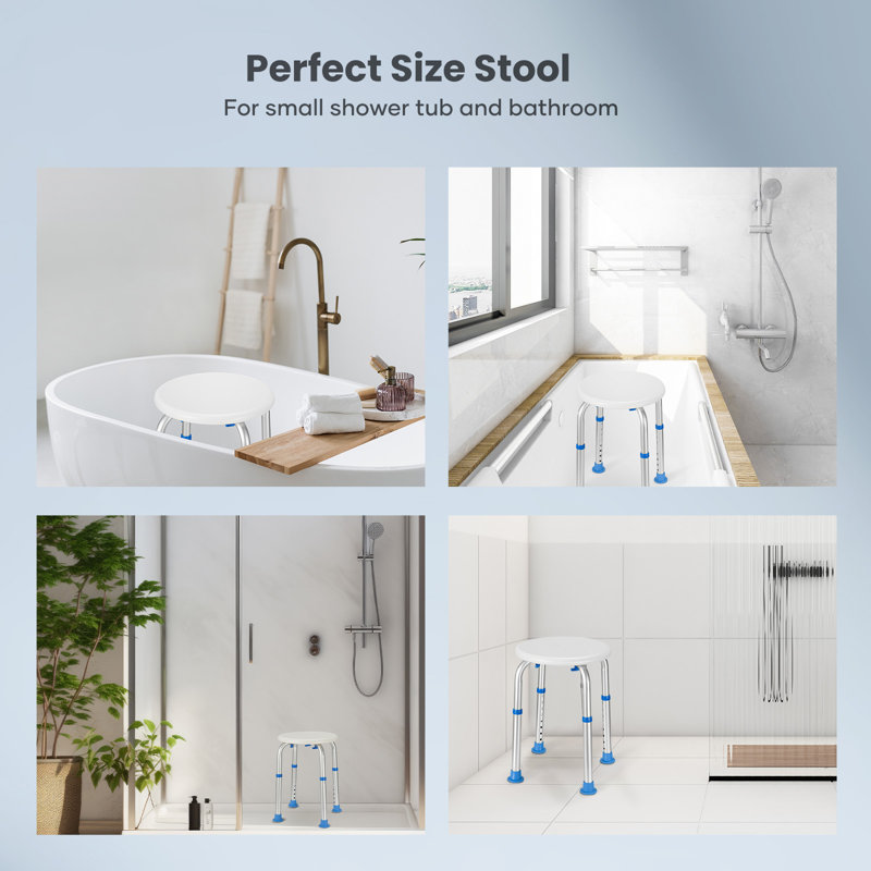 Shower Chair Bathtub Stool Seat w/ Anti-Slip Rubber, Adjustable Lightweight for Seniors, Disabled, Handicap