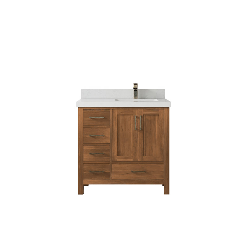 Ensemble de meuble-lavabo simple 36 po Malibu, Quartz de Carrare