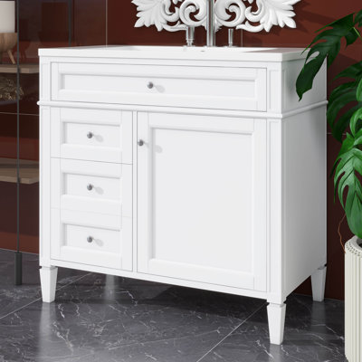 Ensemble de meuble-lavabo 36 po avec lavabo intégré, unité de rangement moderne avec 2 tiroirs et 1 tiroir basculant
