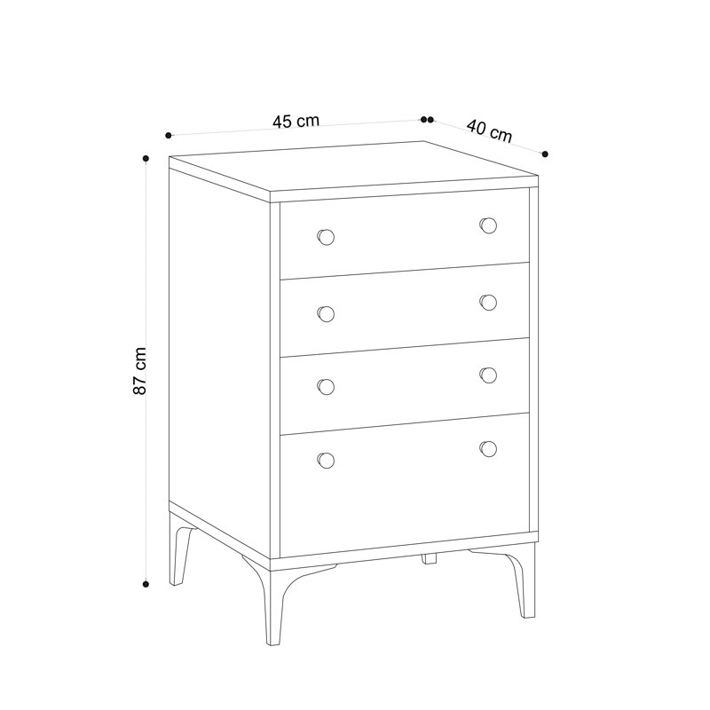 Jamari 45cm W 4 - Drawer Chest of Drawers