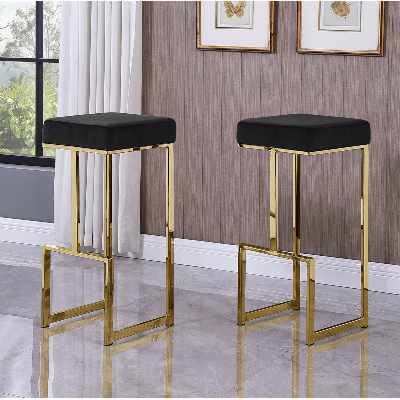 Tabouret de bar et de comptoir John-Henry, Or, Noir, Tabouret de bar (siège d'une hauteur de 31 po)