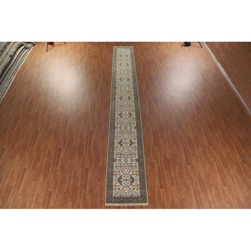 Ivory Oushak Oriental Runner Rug 3x20