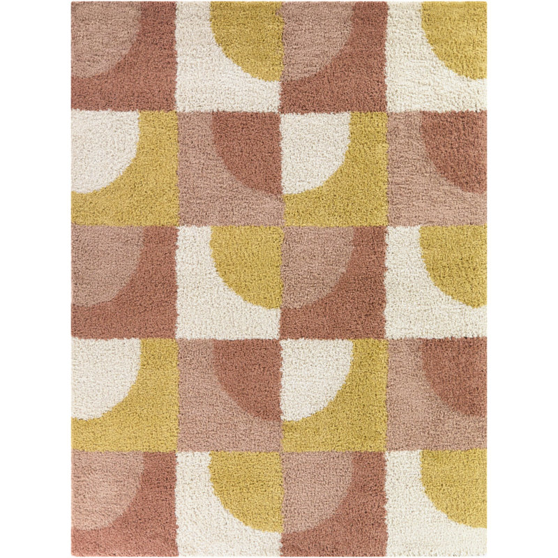 Janeway Yellow Modern Shag Area Rug, Rectangle 7'10" x 10'