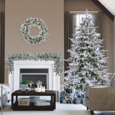 Flocked Kiana 90' Lighted Artificial Pine Christmas Tree