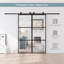 Porte de grange double coulissante en métal et en verre avec quincaillerie d'installation (fermeture en douceur incluse)-100489299-98303721