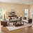 Elegant Solid Wood Frame Leather Sofa With 4 Unique Accent Pillows-123176102