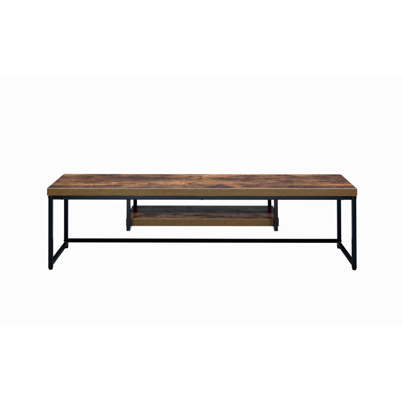 Bob Weathered Oak & Black Metal Finish Tv Stand, Oak