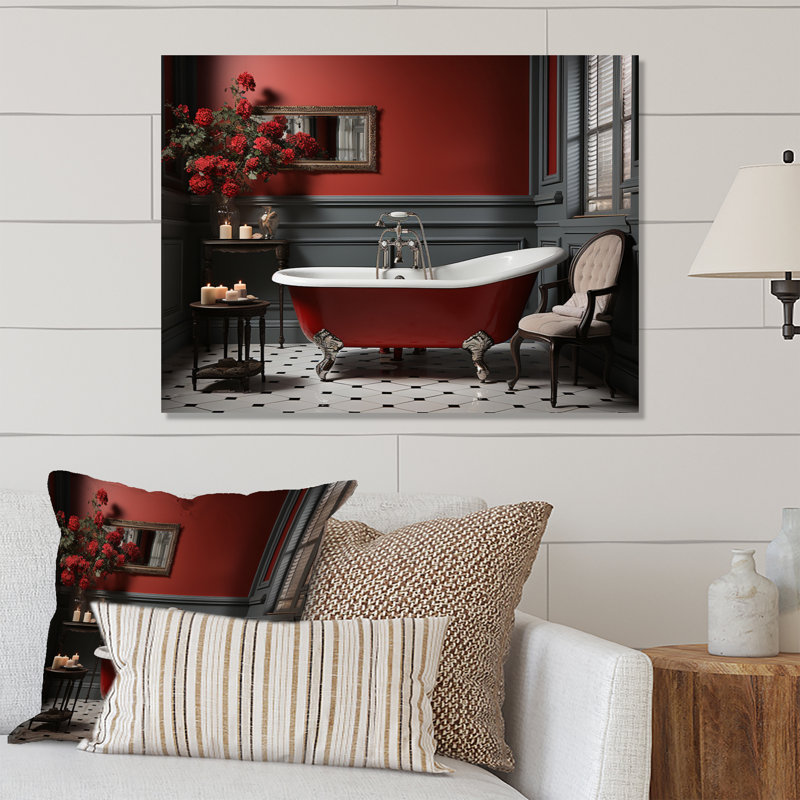 Rouge moderne, charme de salle de bain III - art mural en métal Bath & Laundry, H 12 po x l 20 po x P 1 po