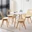 Ensemble de 4 chaises de salle à manger en acrylique, chaises de cuisine transparentes avec assise rembourrée, pieds en bois massif, brun clair, idéales pour le salon ou le bureau.-919520907-919520910