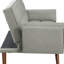 Lit Mid-Century gris avec revêtement doux et pieds en finition noyer pour un accoudoir encastré en tissu de conception classique