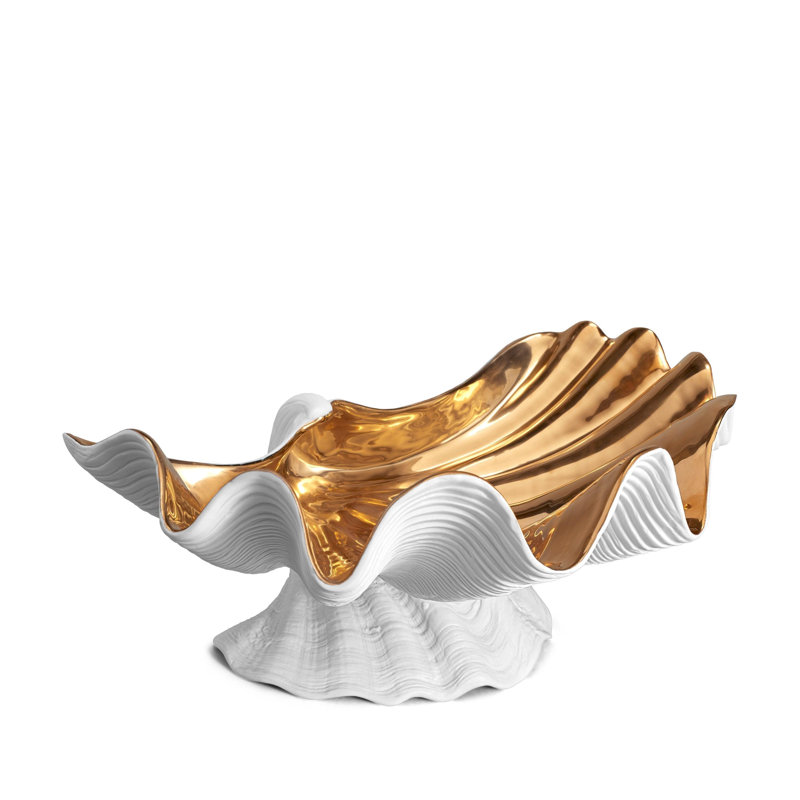 Neptue Bowl Centerpiece, White/Gold
