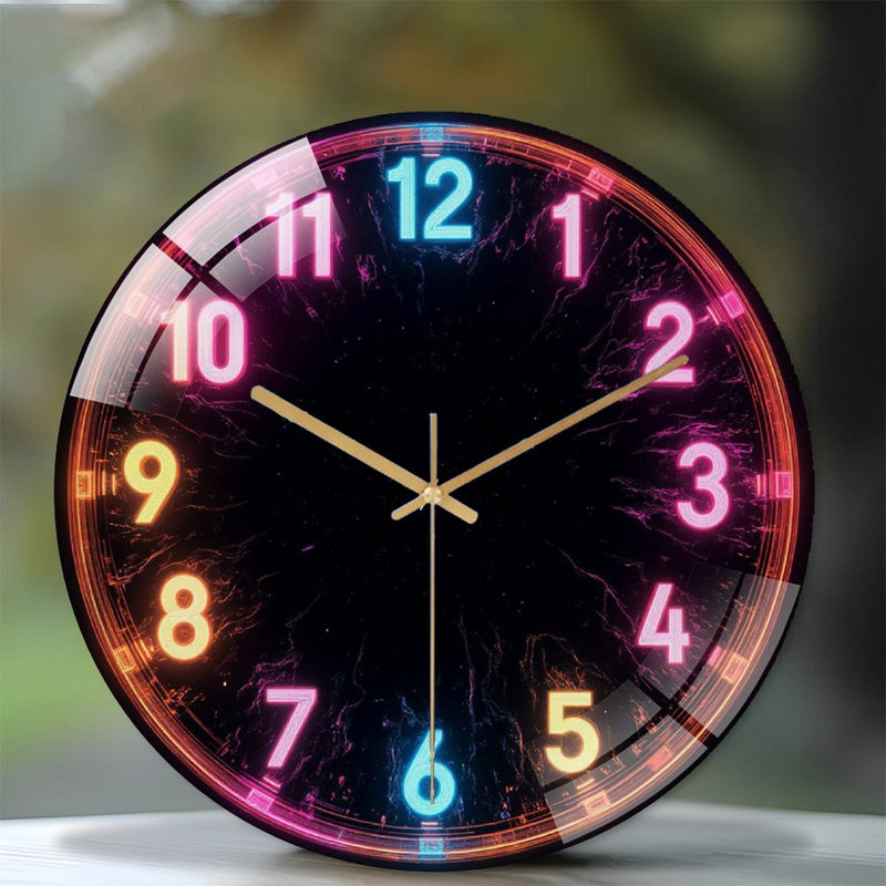 Horloge murale élégante en néon pour horloge murale 12 po