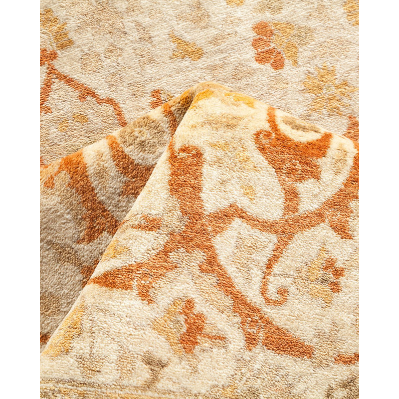 Tapis sable noué à la main de conception unique 8 pi x 9 pi 10 po Keller